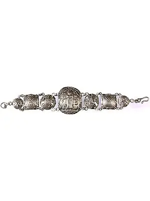 Interconnected Discs Bracelet Embossed With Devi Kali Iconography