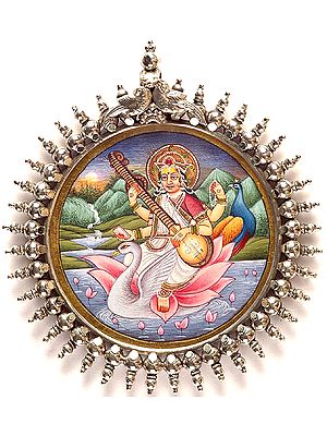 Goddess Saraswati Sterling Silver Pendant