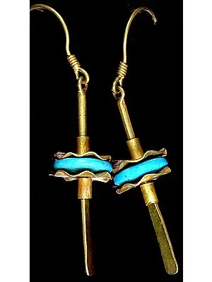 Gold Earrings with Turquoise