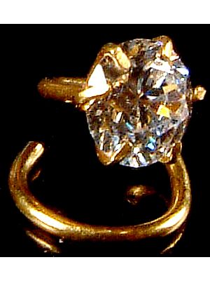 Gold Nose Pin with Cubic Zirconia