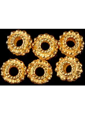 Gold Plated Beads with Granulation and Knotted Rope (Price Per Pair)