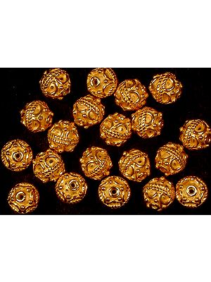 Gold Plated Beads with Knotted Rope