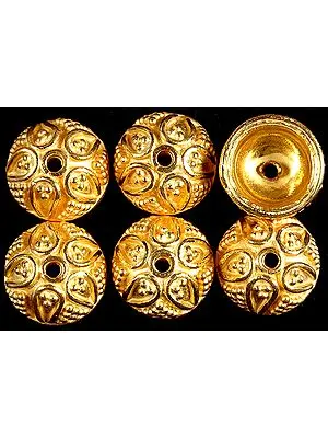 Gold Plated Floral Caps with Granulation (Price Per Pair)
