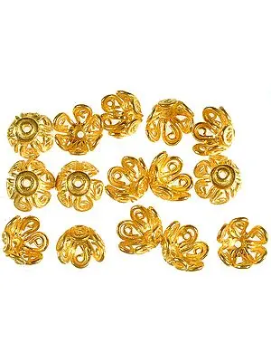 Gold Plated Floral Caps with Lattice (Price Per Pair)