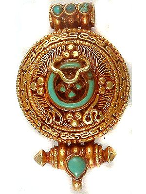 Gold Plated Gau Box Pendant from Tibet