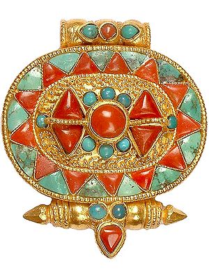 Gold Plated Gau Box Pendant with Central Vajra