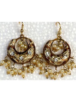 Golden Meenakari Cradle Earrings