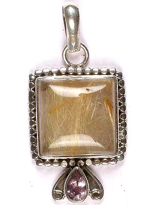 Golden Rutile Pendant with Amethyst