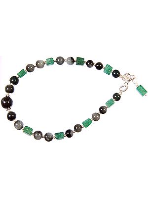 Green Aventurine Beaded Bracelet with Cat's Eye
