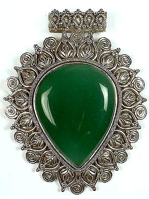 Green Onyx Inverted Tear Drop Pendant
