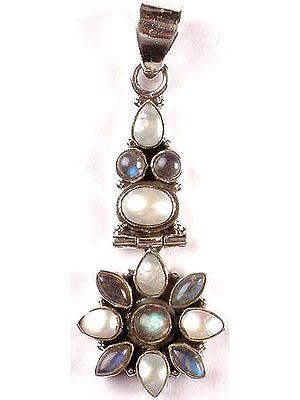 Hinged Pendant of Labradorite and Shell