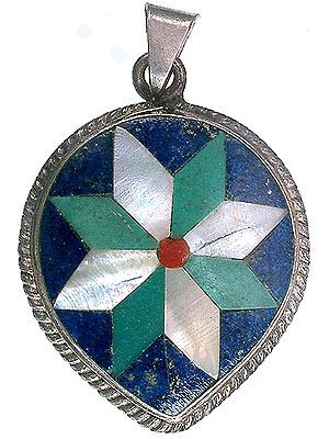 Inlay Gemstone Flower Pendant