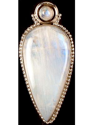 Inverted Tear Drop Rainbow Moonstone Pendant