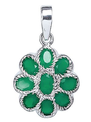Faceted Green Onyx Flower Pendant