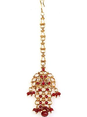 Polki Forehead Tika with Faux Ruby