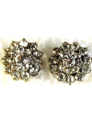 Victorian Post Earrings Studded with Crystals