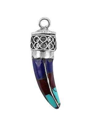 Multi-color Inlay Claw Pendant | Sterling Silver Pendants