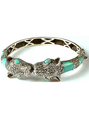 Kissing Dragon Inlay Bracelet with Marcasite