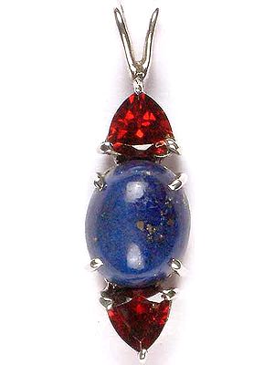 Lapis Lazuli & Faceted Garnet Pendant