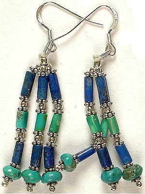 Lapis Lazuli & Turquoise Beaded Earrings