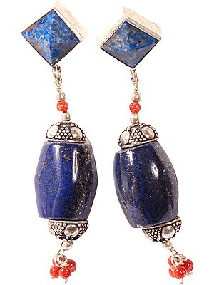 Lapis Lazuli and Coral Earrings