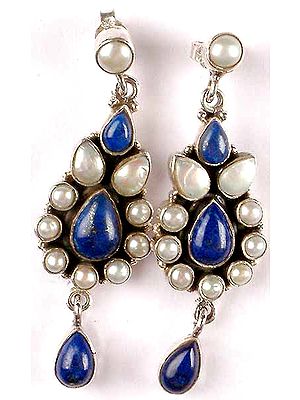 Lapis Lazuli and Shell Earrings