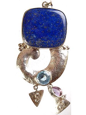 Lapis Lazuli, Blue Topaz and Amethyst Pendant