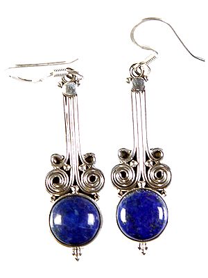 Lapis Lazuli Earrings with Spiral