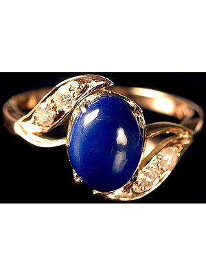 Lapis Lazuli Finger Ring with Diamonds