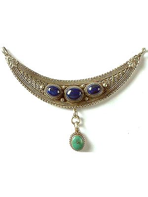 Lapis Lazuli Necklace Center with Turquoise Dangle