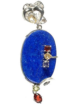 Lapis Lazuli Pendant with Faceted Gemstones