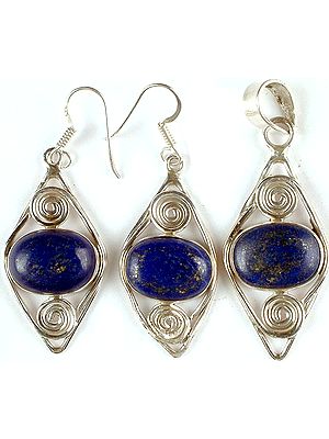 Lapis Lazuli Pendant with Matching Earrings
