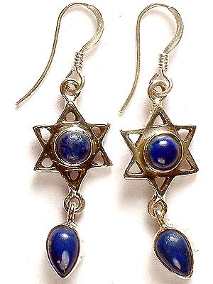 Lapis Lazuli Star Earrings with Dangle