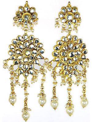 Large Kundan Bridal Earrings with Imitation Pearls