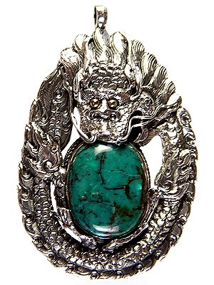 Large Turquoise Dragon Pendant