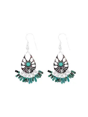Sterling Silver Earrings with Turquoise Bead Dangles