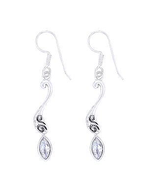 Sterling Silver Earrings Studded with Cubic Zirconia Stone