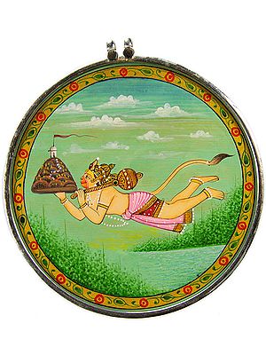 Lord Hanuman Flying with Sanjeevani Mountain