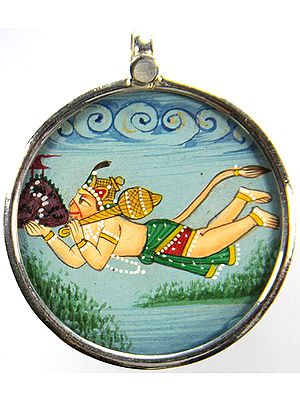 Lord Hanuman Flying with Sanjeevani Mountain