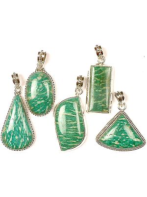 Lot Of Five Amazonite Pendants