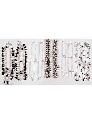 Lot of Five Anklets