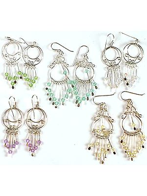 Lot Of Five Australian Crystal Hoop Chandeliers