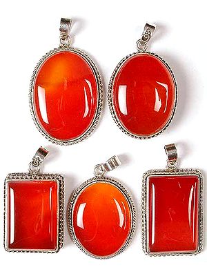 Lot of Five Carnelian Pendants