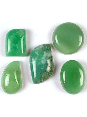 Lot of Five Chrysoprase Undrilled Cabochons