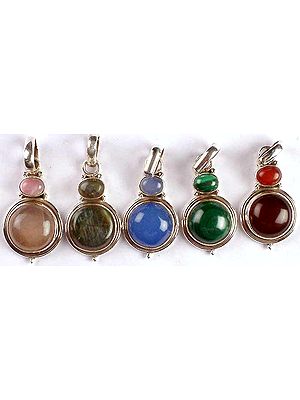 Lot of Five Double Stone Pendants