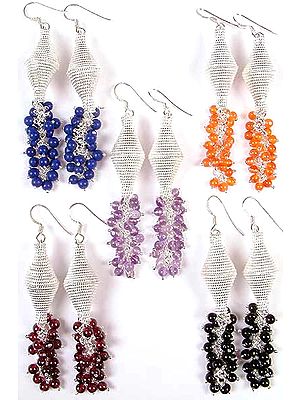Lot of Five Gemstone Bunch Earrings