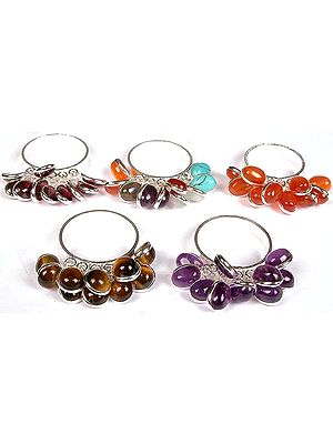 Lot of Five Gemstone Bunch Rings