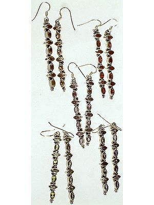 Lot of Five Gemstone Earrings (Citrine, Garnet, Amethyst, Peridot & Iolite)