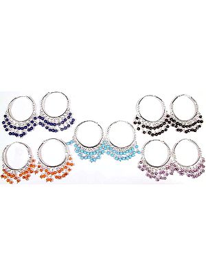 Lot of Five Gemstone Hoops