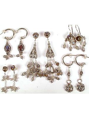 Lot of Five Labradorite Earrings